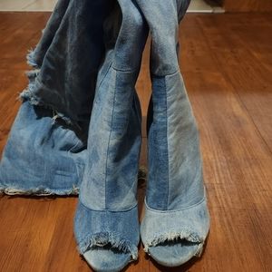 Jean over the knee boots